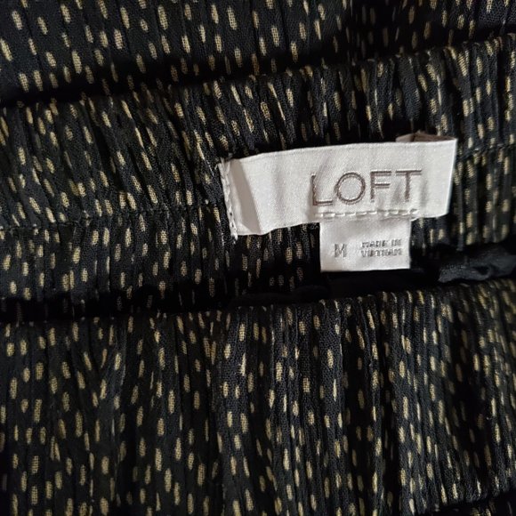 Loft M Women's Black Brown Flecked Pull On Tiered Ruffle Mini Flippy Skirt - Picture 6 of 7